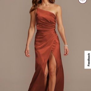 David’s Bridal Charmeuse Draped One-Shoulder Bridesmaid Dress GALINA SIGNATURE